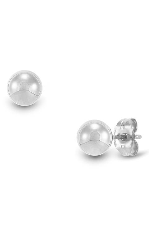 6mm High Polish Ball Stud Earrings