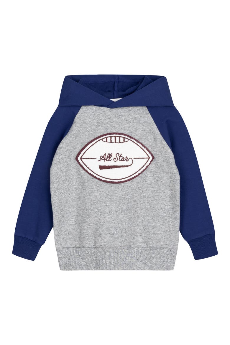 Kids' All-Star Football Appliqué Organic Cotton Graphic Hoodie, Main, color, BLUE ROYAL