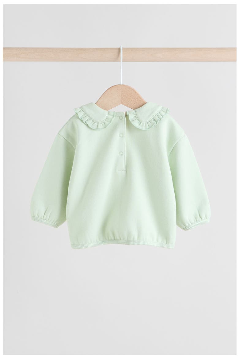 Frill Collar Sweater & Print Leggings Set, Alternate, color, GREEN