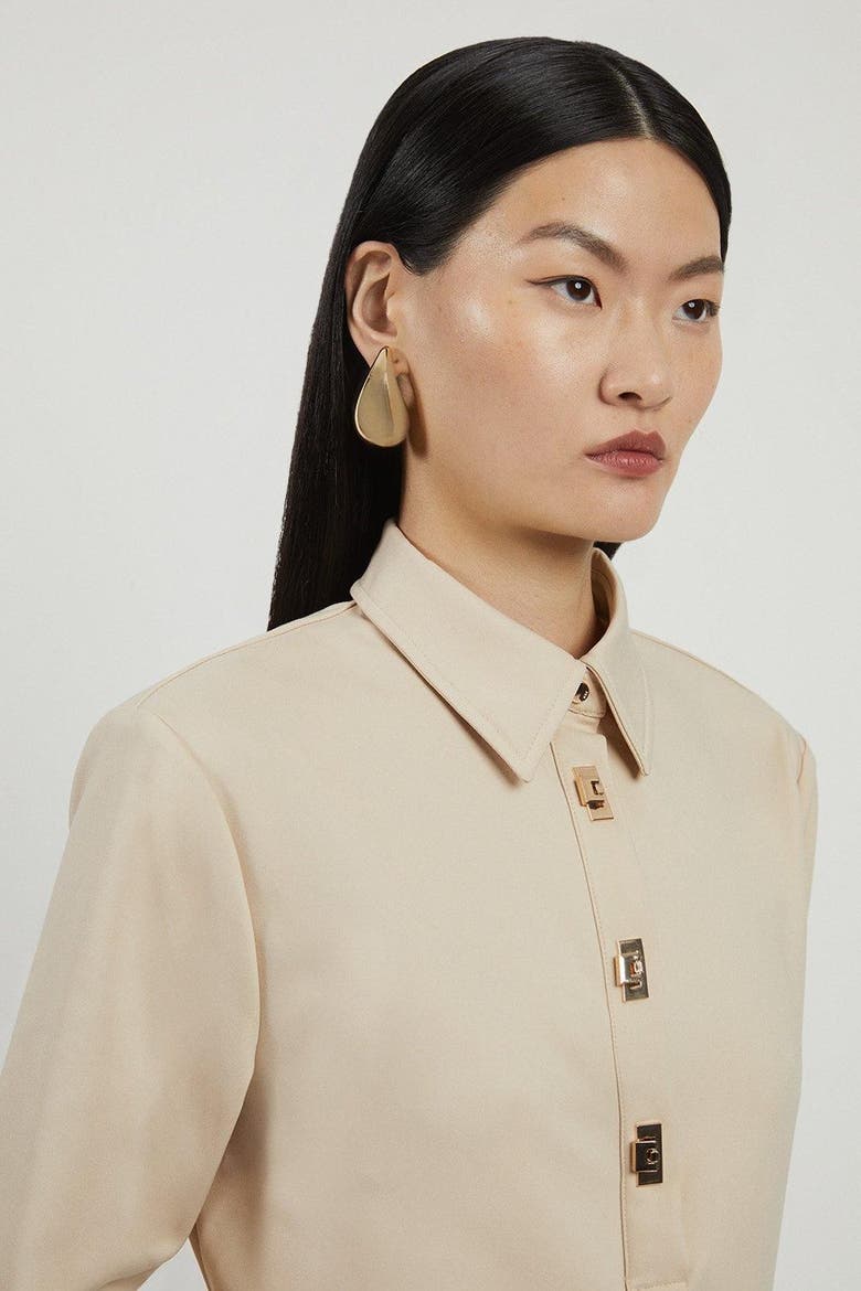 Techno Cotton Gold Clasp Shirt, Alternate, color, Sand