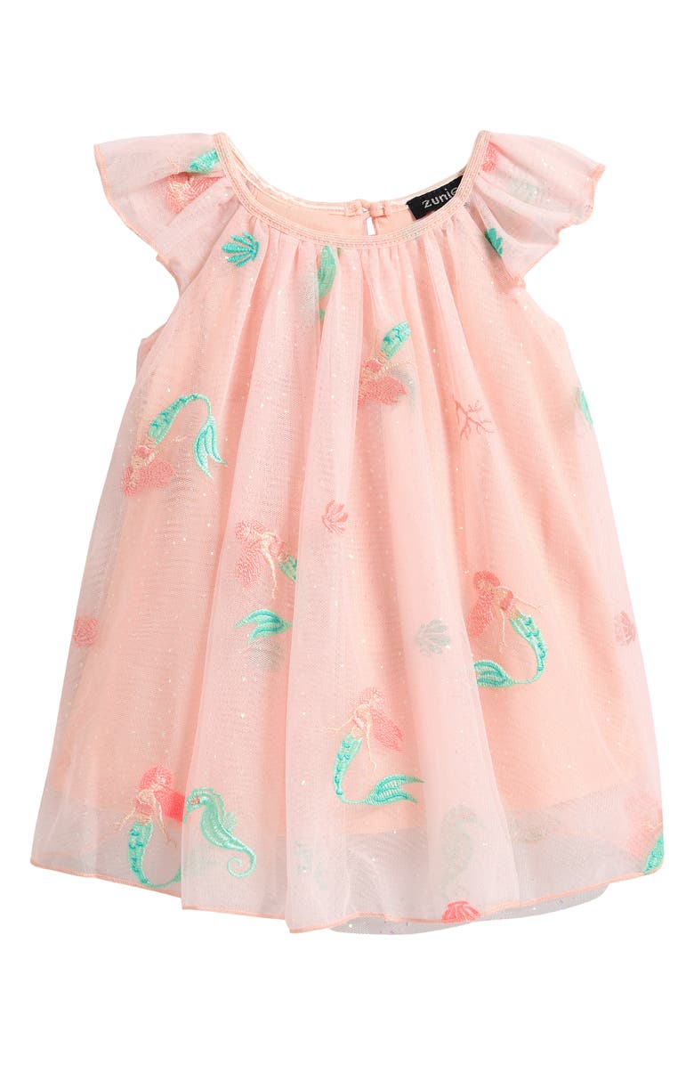 Zunie Mermaid Embroidered Dress, Main, color, Peach