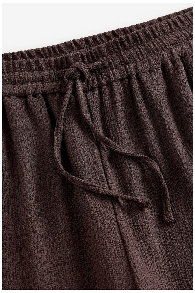 Crinkle Textured Wide Leg Pants, Alternate, color, BROWN