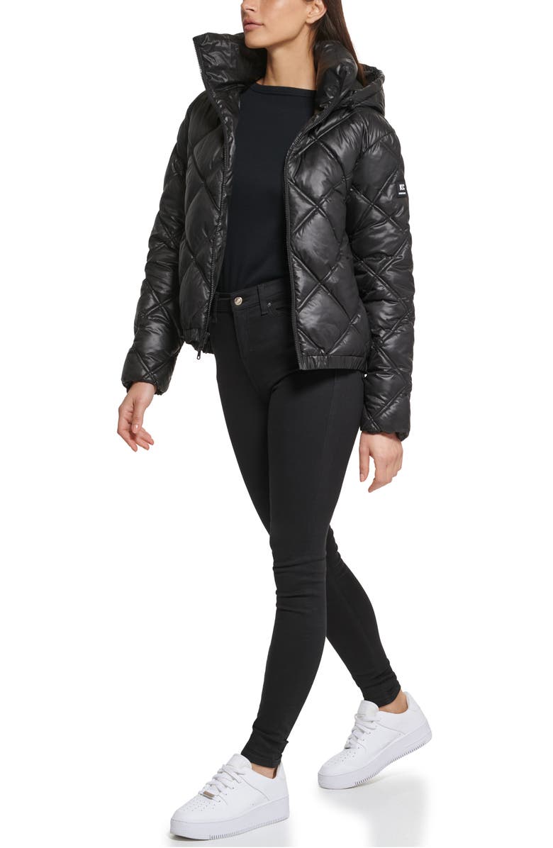 Kenneth Cole New York Cire Hooded Puffer Jacket, Alternate, color, Black