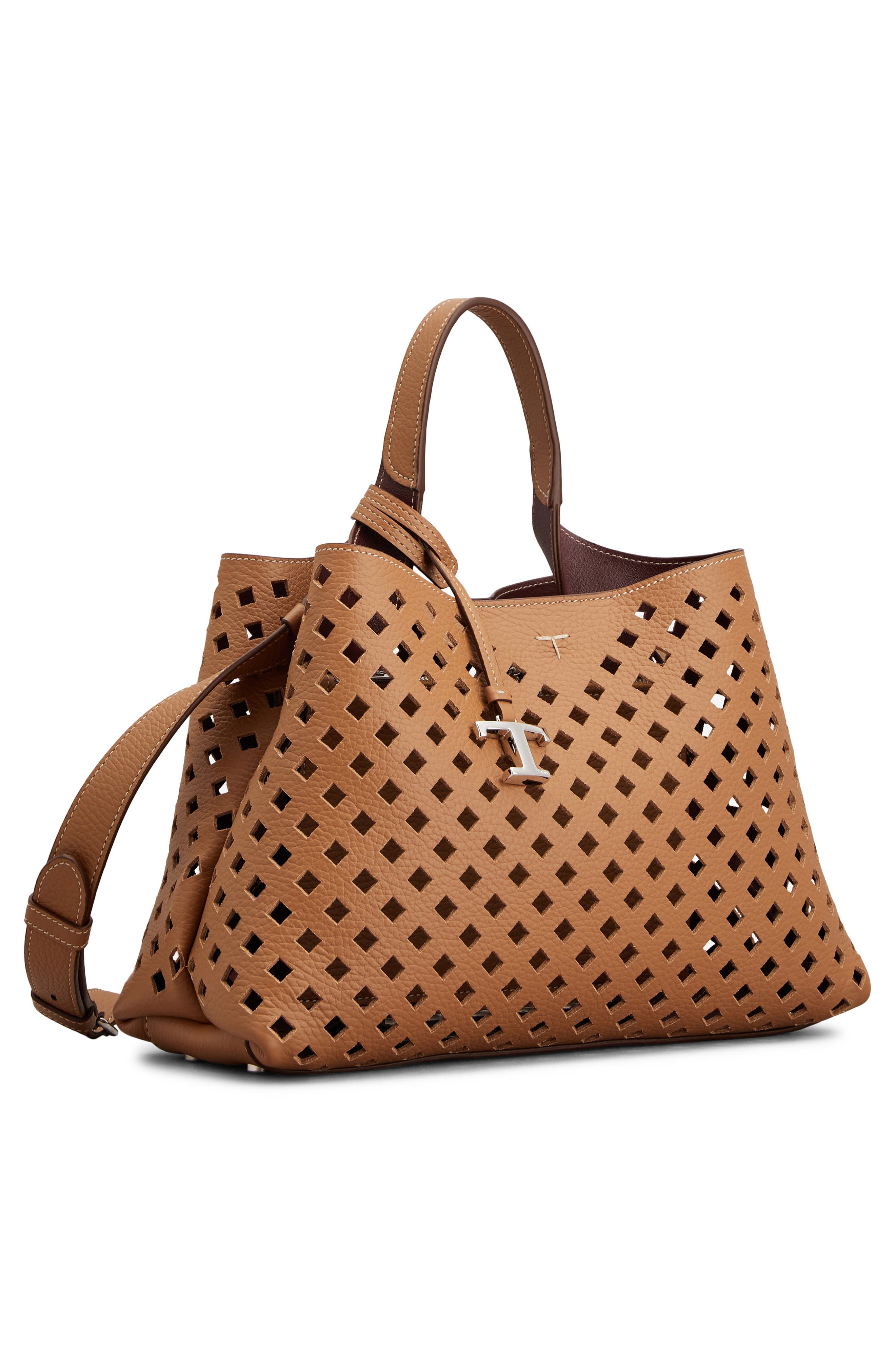 Tod's Apa Perforated Leather Top Handle Bag, Alternate, color, 