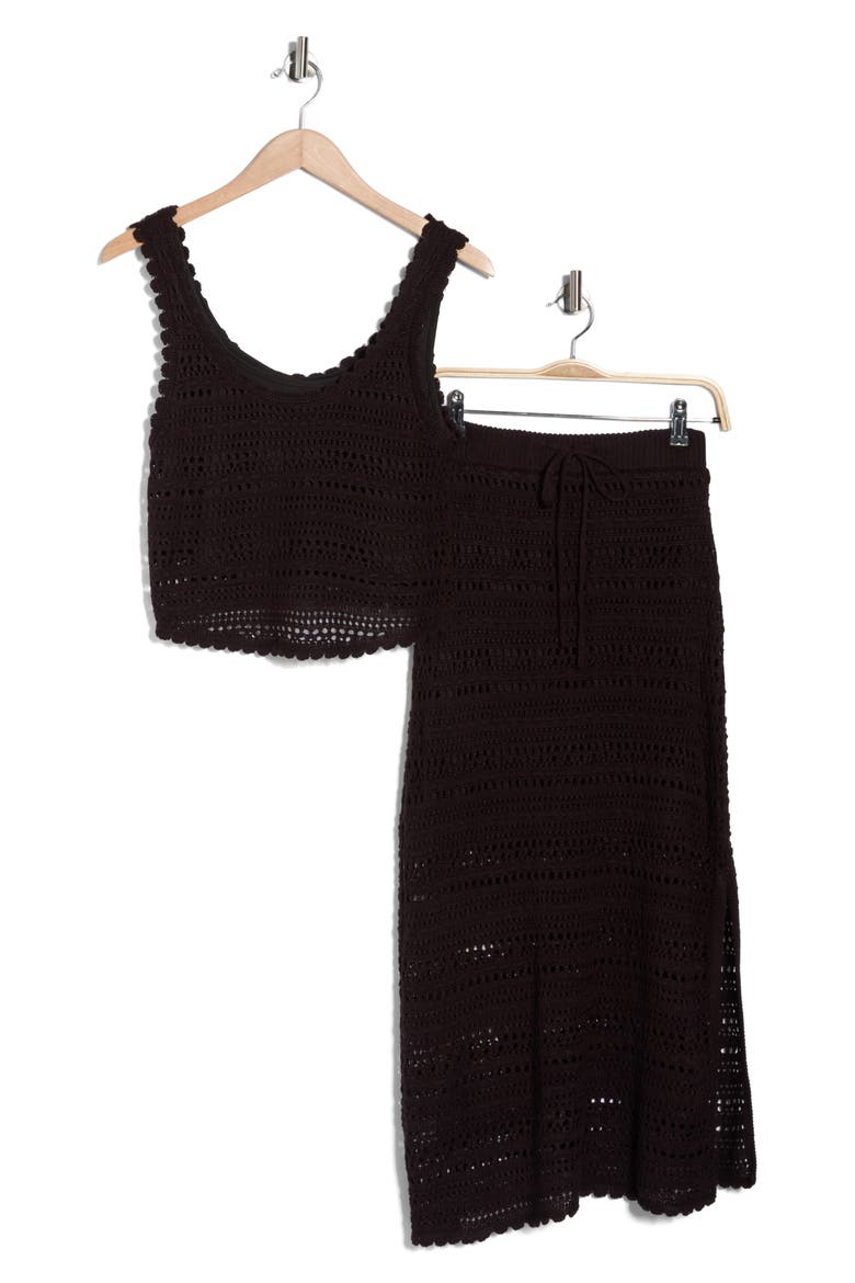 Open Knit Tank & Maxi Skirt Set, Alternate, color, BLACK
