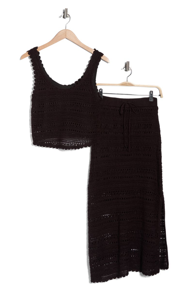 Madden Girl Open Knit Tank & Maxi Skirt Set, Alternate, color, Black