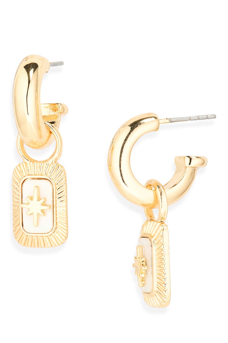 Starburst Inlay Drop Earrings, Main, color, WHITE- GOLD
