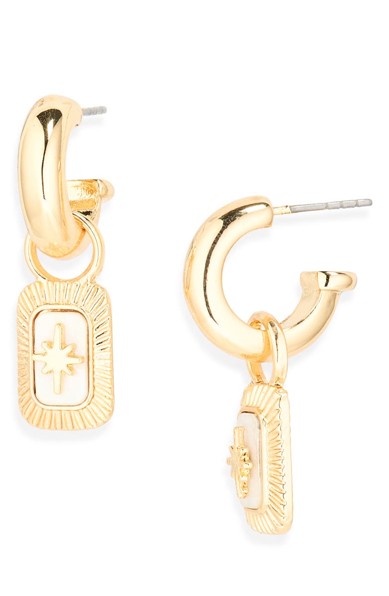 NORDSTROM RACK Starburst Inlay Drop Earrings, Main, color, White- Gold