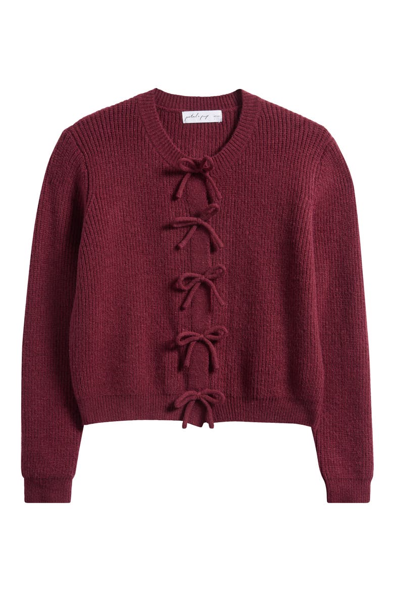 Wilde Bow Front Cardigan, Alternate, color, BURGUNDY