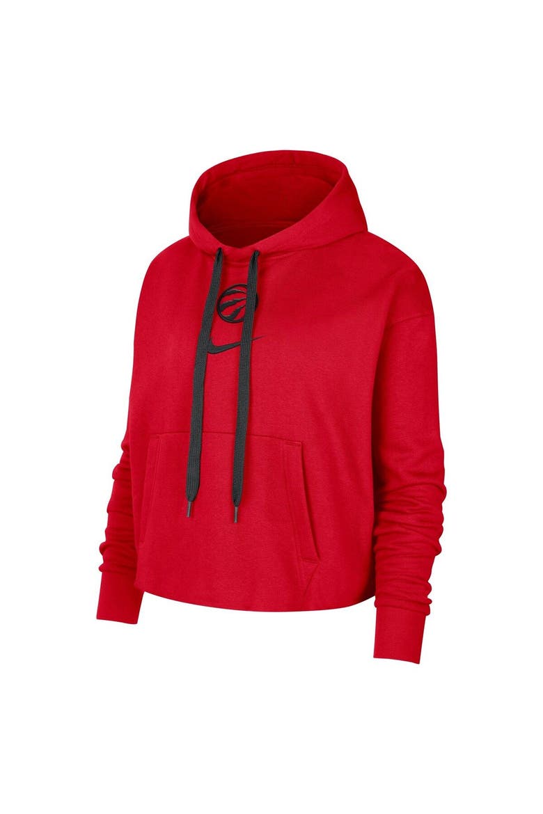 Women's Nike Red Toronto Raptors Courtside Cropped Pullover Hoodie, Alternate, color, Red