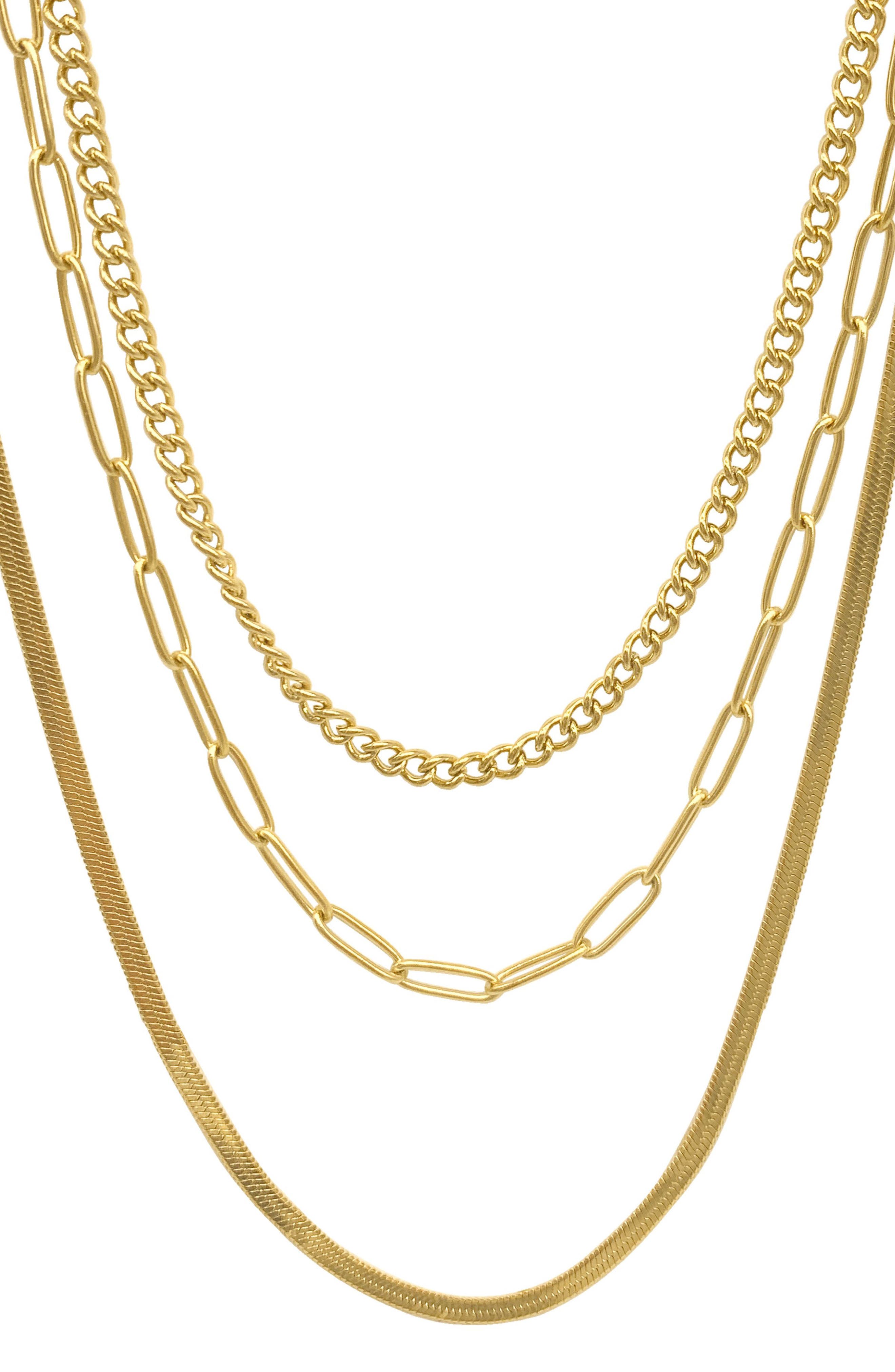 Adornia Mixed Chain Necklace Set