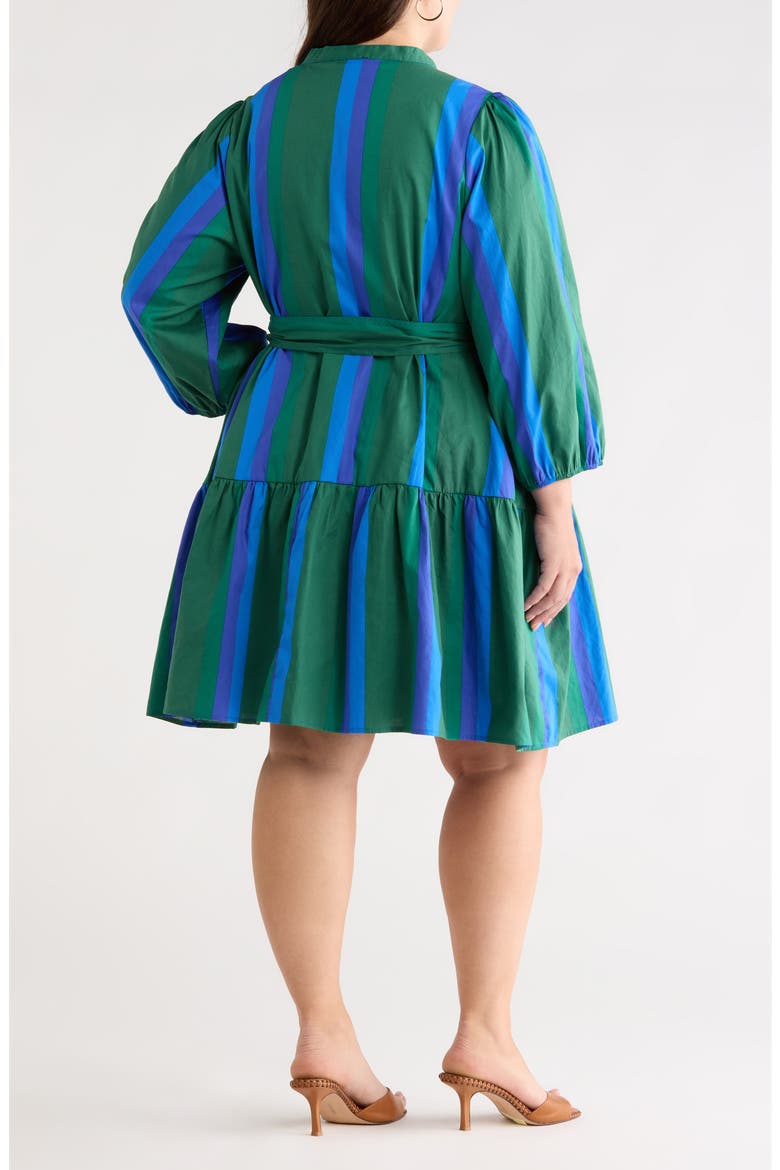 Dolary Stripe Tie Waist Dress, Alternate, color, EMERALD-BLUES
