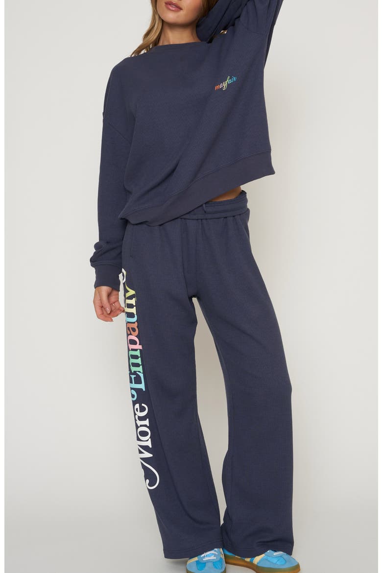World Needs Empathy Waffle Knit Fleece Graphic Sweatshirt, Main, color, NAVY BLUE