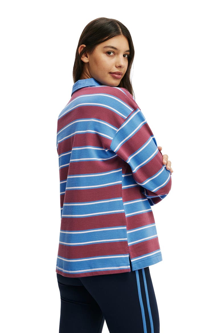 Women's Active Rugby Jersey, Alternate, color, Cherry Dream Ruby Stripe