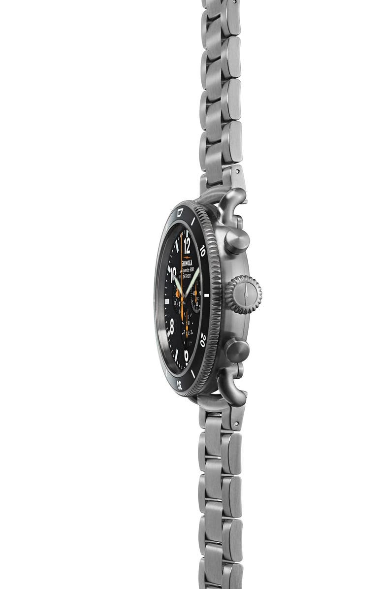 Shinola The Black Blizzard Chronograph Interchangeable Strap Watch, 48mm, Alternate, color, Silver/ Black