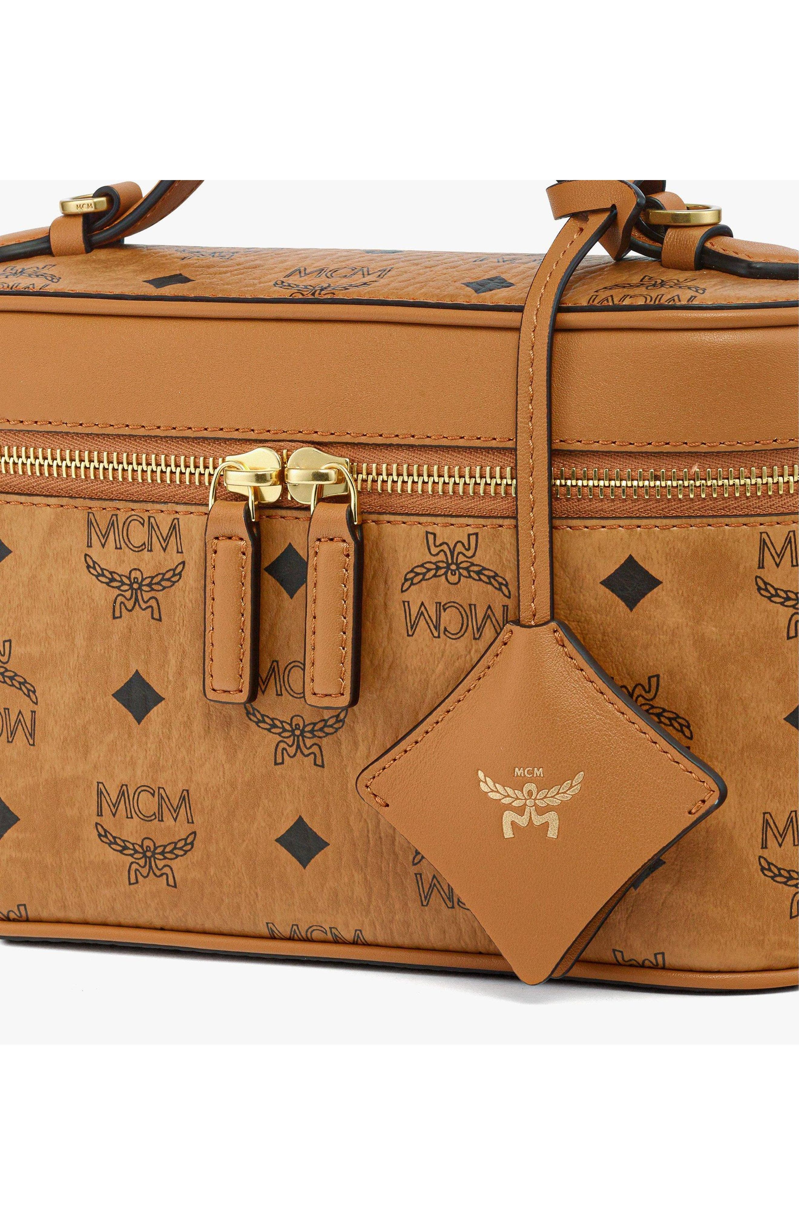 Aren Vanity Case in Visetos Leather Mix, Alternate, color, Cognac