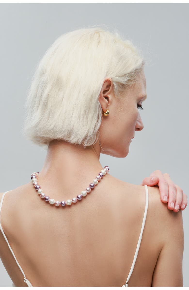 Classicharms Lydia Purple Shell Pearl Strand Choker Necklace, Alternate, color, Gold