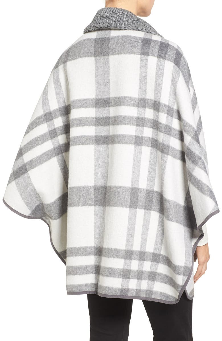 Via Spiga Zip Front Plaid Cape, Alternate, color, 
