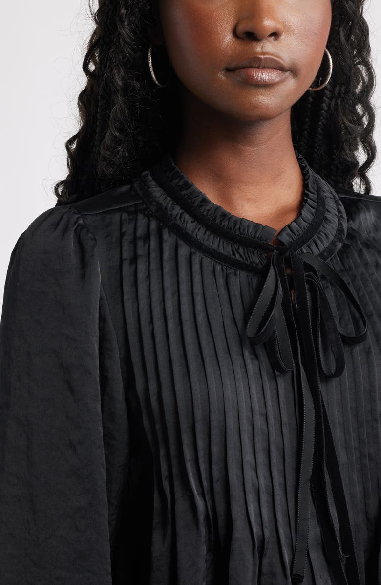 Treasure & Bond Pintuck Satin Top, Alternate, color, Black