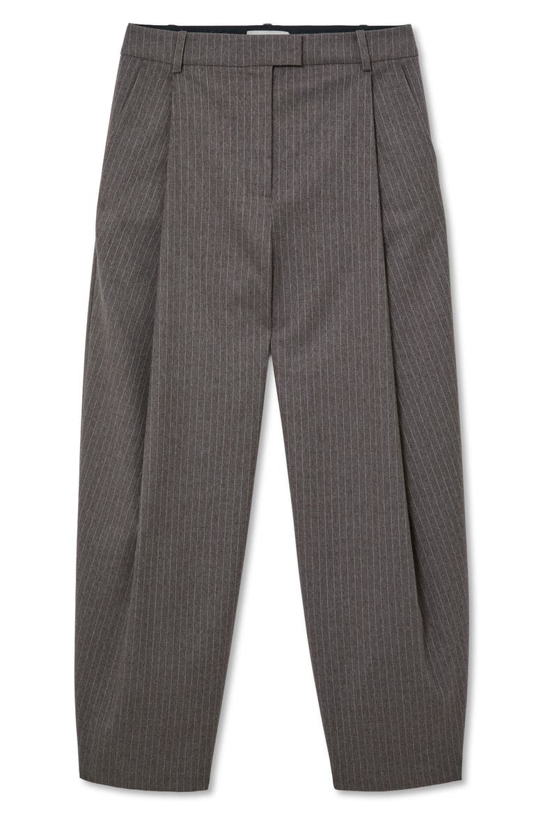 Phae Pinstripe Pleated Barrel Leg Trousers, Alternate, color, TAUPE NEUTRAL