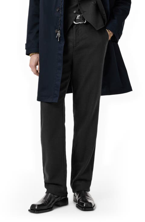 Duncan Regular Fit Flat Front Black Twill Pants