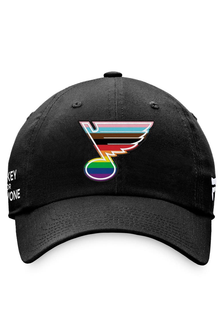 Men's Fanatics Branded Black St. Louis Blues Team Logo Pride Adjustable Hat, Alternate, color, Black