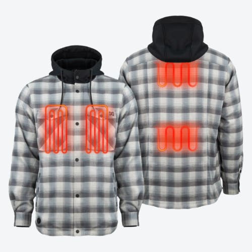 Mobile Warming Flannel Heated Hooded Jacket In Multi