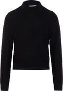 Birt UK Chevron Mock Neck Textured Knit Sweater