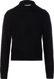 Birt UK Chevron Mock Neck Textured Knit Sweater