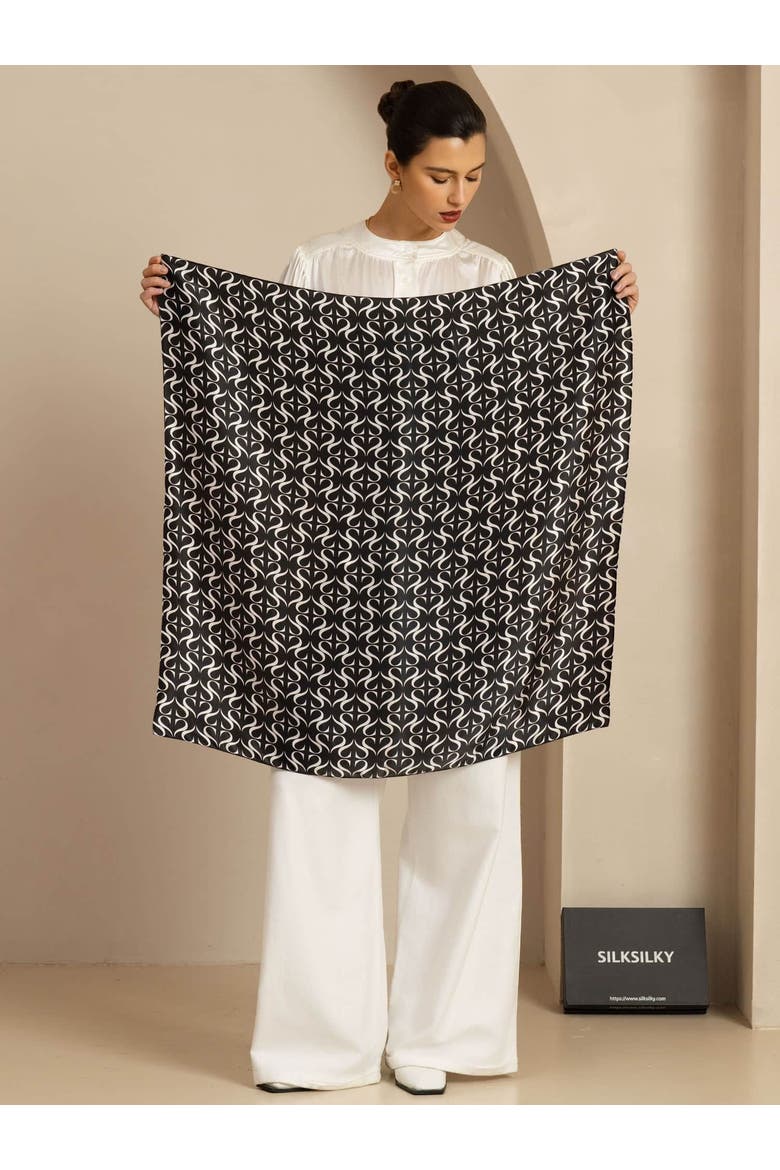 Pure Silk S Square Scarf, Alternate, color, Black