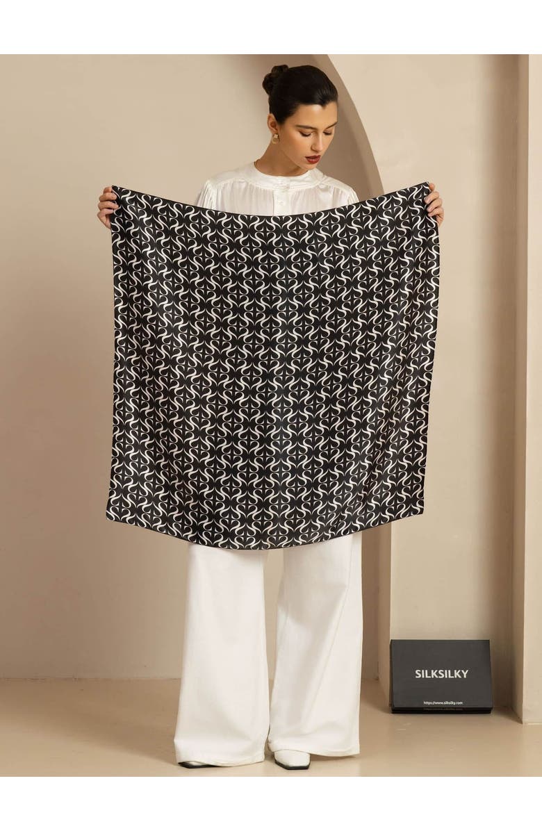 SILKSILKY Pure Silk S Square Scarf, Alternate, color, Black
