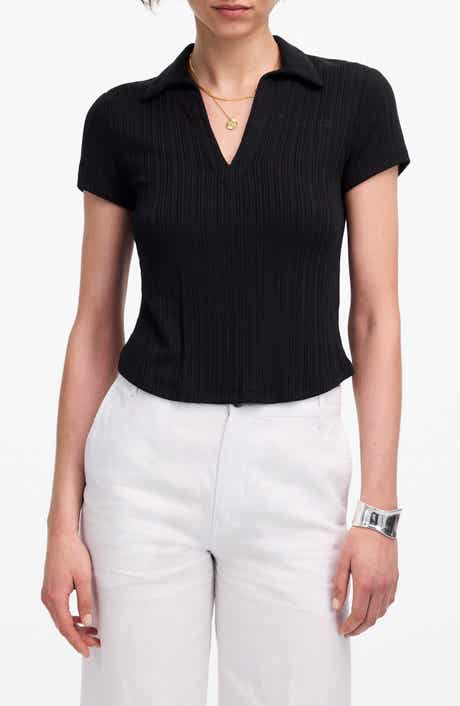 Madewell V-Neck Rib Polo Top