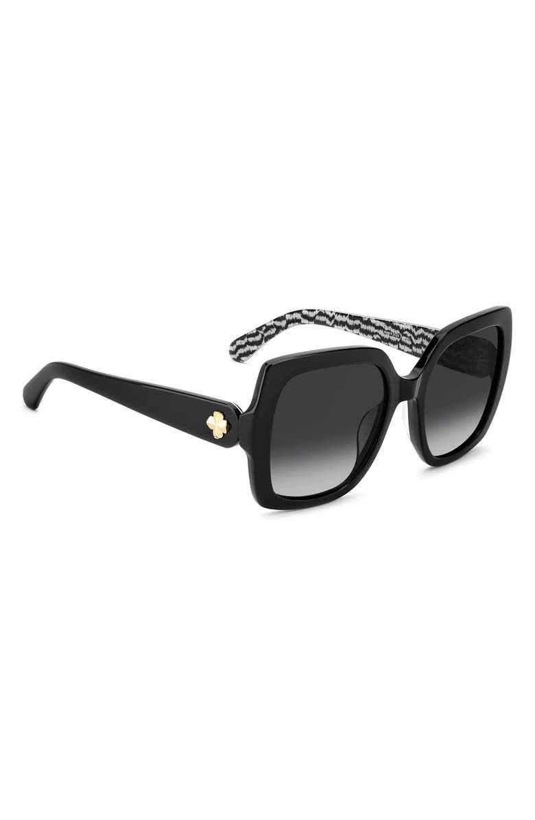 Kate Spade New York amaya 55mm polarized square sunglasses, Alternate, color, Black Pattern Black/ Grey