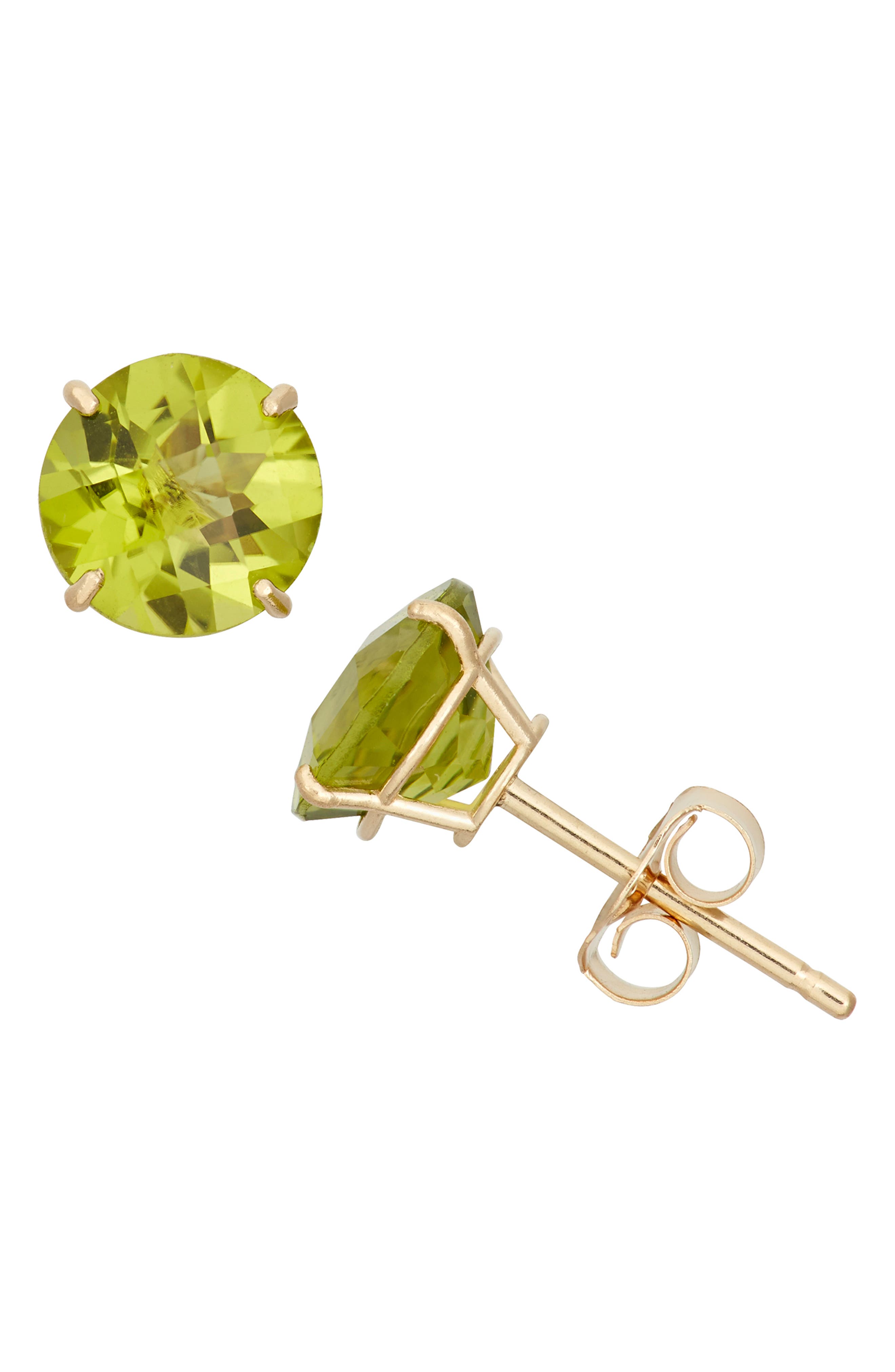 Fuzion Creations Amethyst Stud Earrings In 10kt Peridot