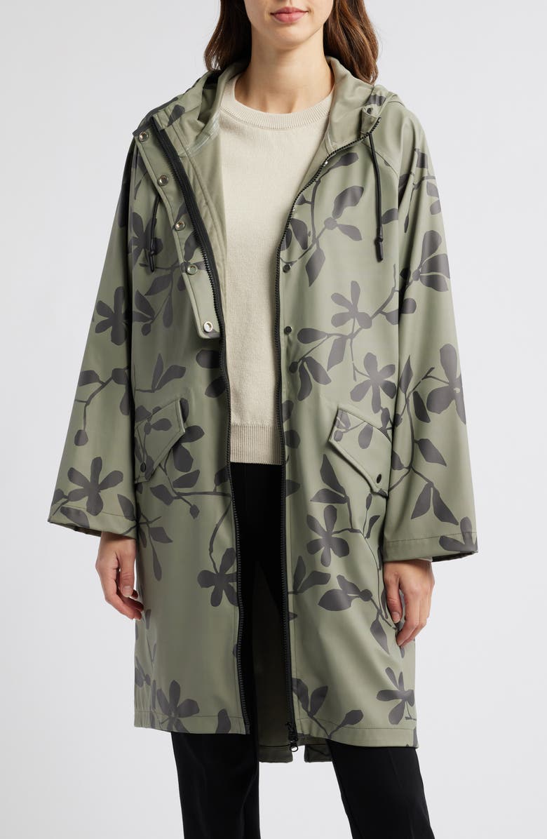 Masai Copenhagen Theia Leaf Print Hooded Raincoat, Main, color,