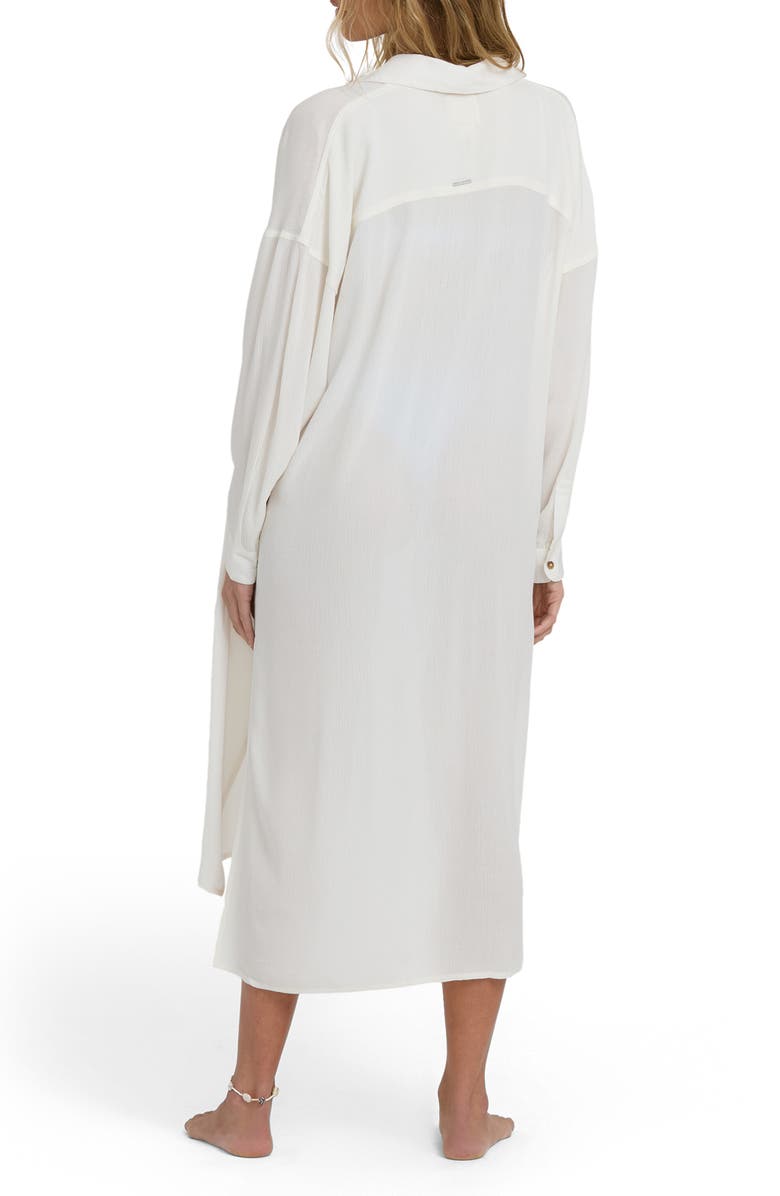 Billabong Throw & Go Long Sleeve Midi Cover-Up Shirtdress, Alternate, color, Salt Crystal