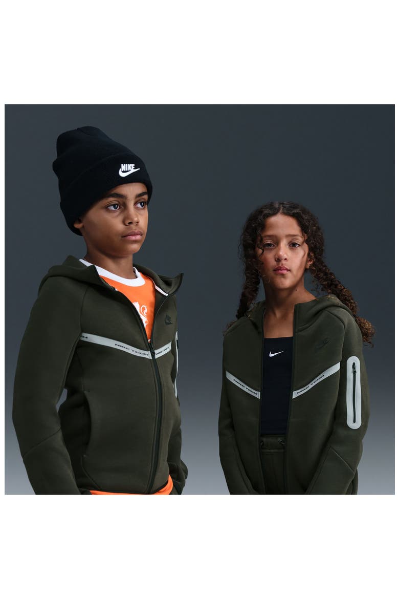 Kids' Sportswear Tech Fleece Zip-Up Hoodie, Alternate, color, SEQUOIA/ BLACK/ BLACK