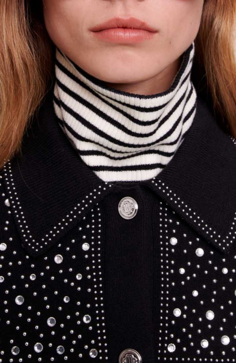 maje Rhinestone Detail Cardigan, Alternate, color,