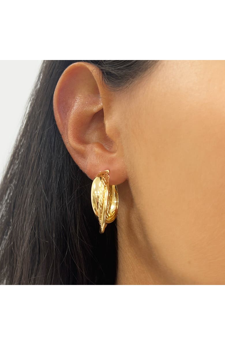 The Lovery Fine Jewelry Triple Braided Gold Hoops, Alternate, color, Yellow Gold
