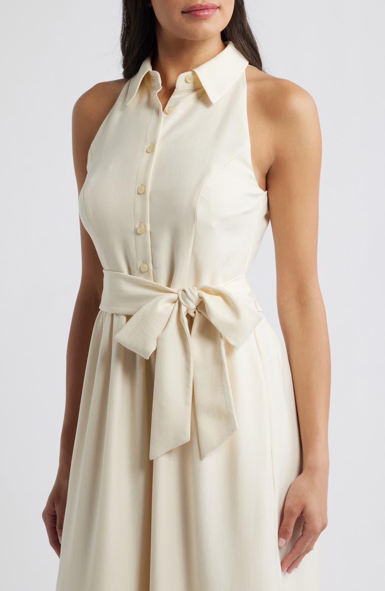 Vince Camuto Embroidered Hem Sleeveless Shirtdress, Alternate, color, Ivory Multi