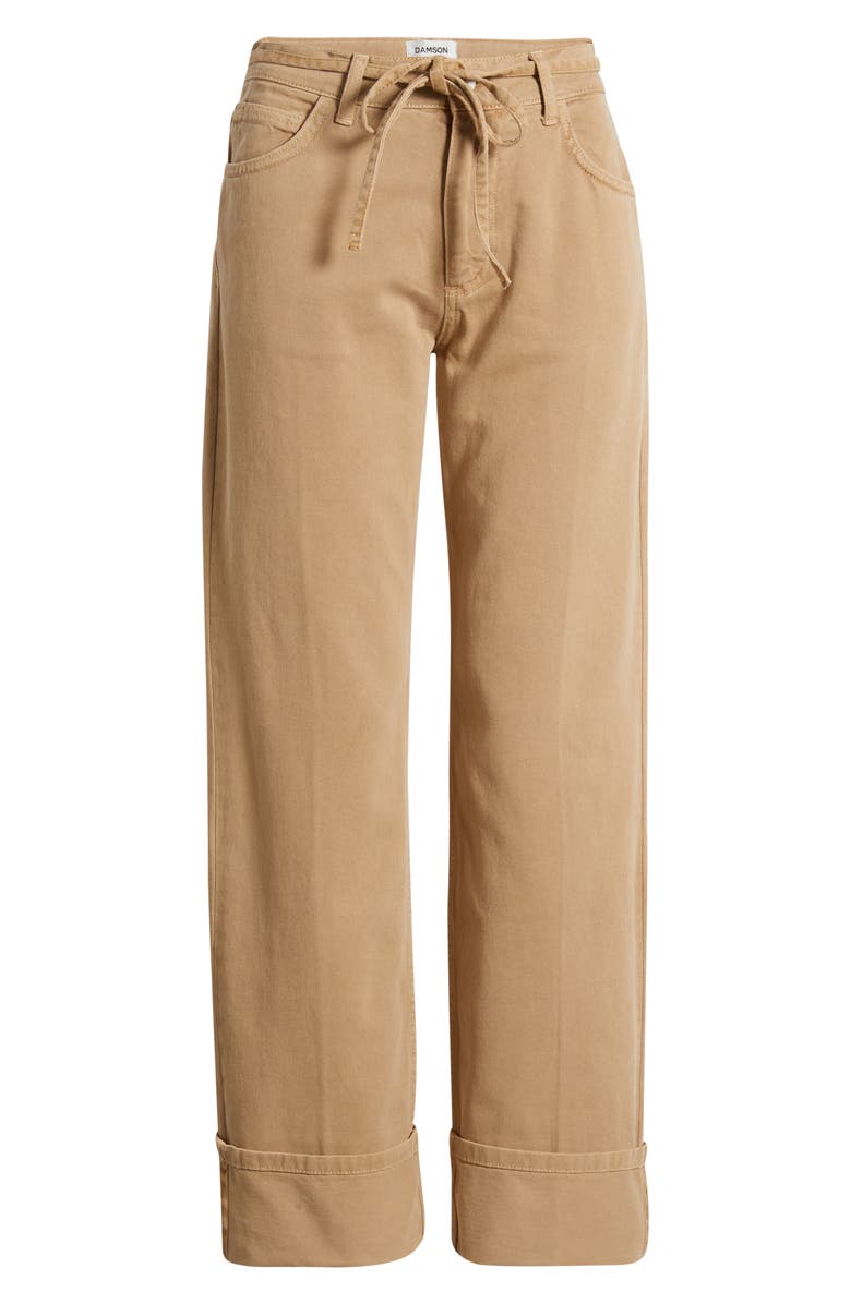 Damson Madder Sylvie Drawstring Cuffed Wide Leg Jeans, Alternate, color, Tan