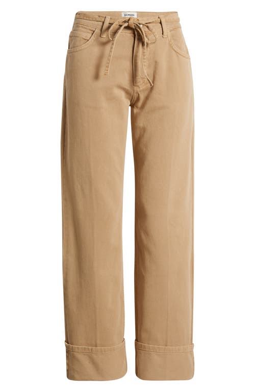 Damson Madder Sylvie Drawstring Cuffed Wide Leg Jeans In Brown