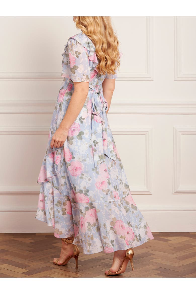 Camille's Garden V-Neck Ankle Gown, Alternate, color, Skylight