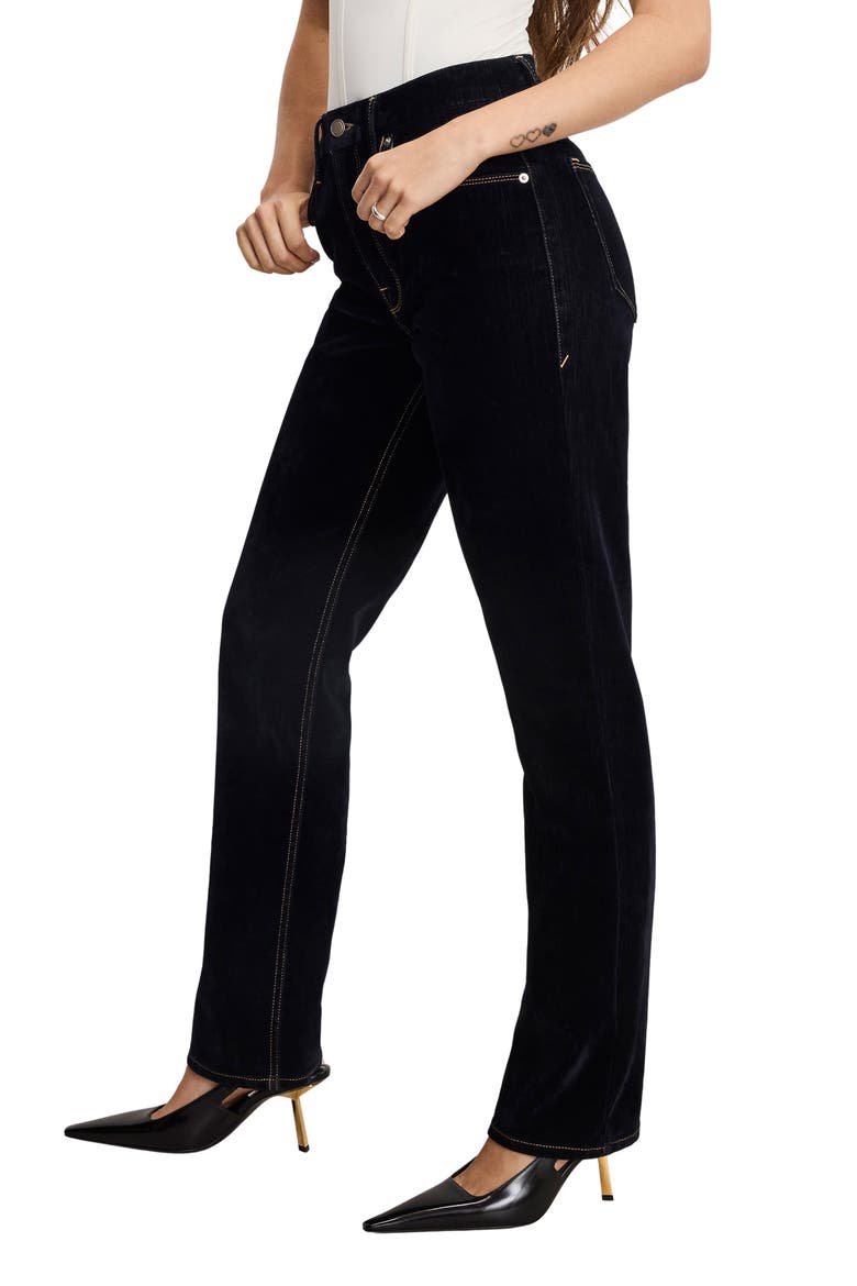 Good Icon Straight Leg Velvet Jeans, Alternate, color, INDIGO939