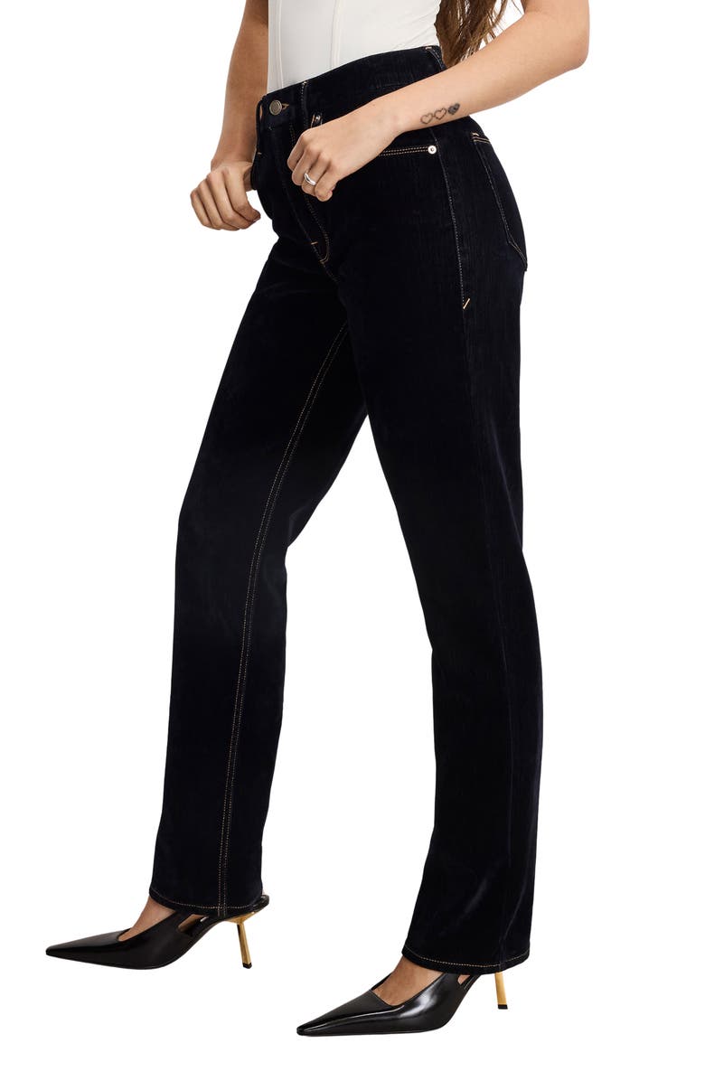 Good American Good Icon Straight Leg Velvet Jeans, Alternate, color, Indigo939