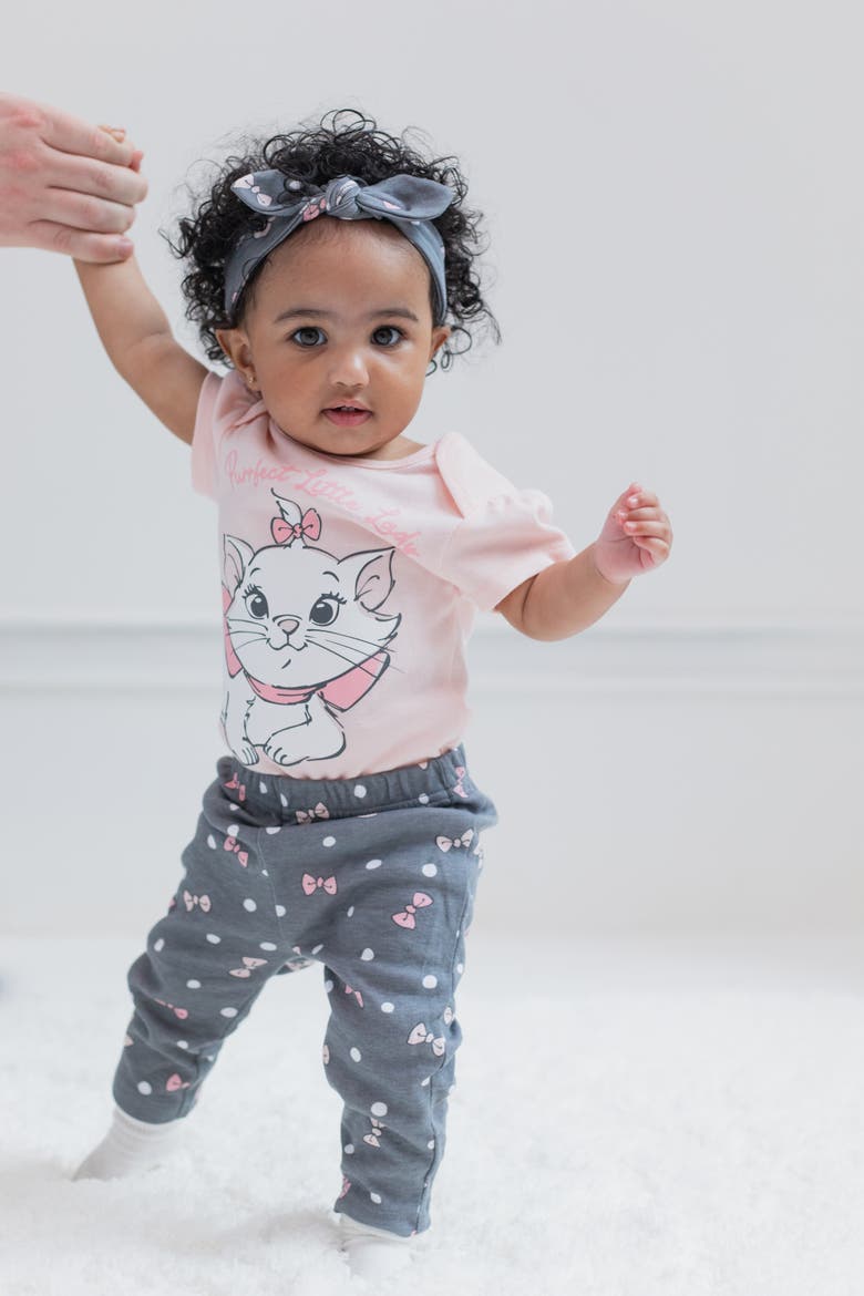 The Aristocats Marie Bodysuit and Pants Set, Alternate, color, Marie Pink Grey