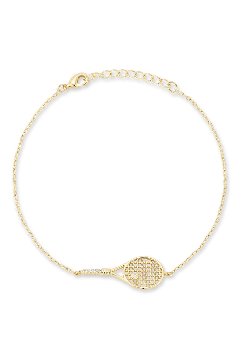 Tennis Racket Pendant Bracelet, Main, color, GOLD