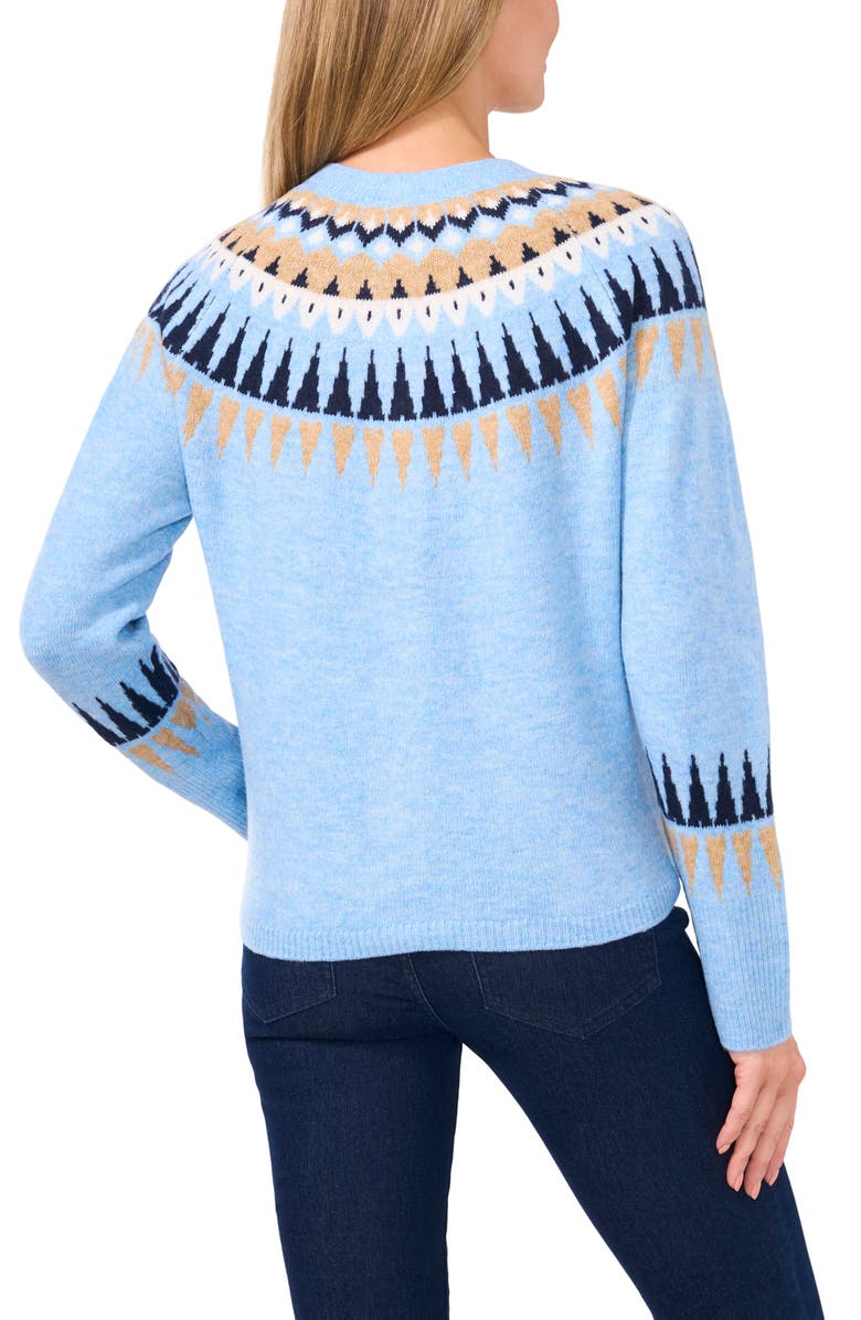 CeCe Fair Isle Cardigan, Alternate, color, Blue Heather