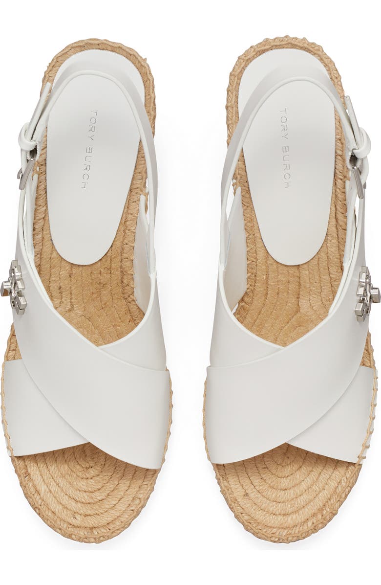 Tory Burch Turnlock Espadrille Slingback Platform Wedge Sandal, Alternate, color, Bianco Laredo