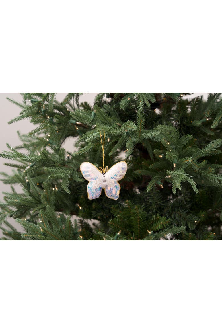 Butterfly Beaded White Christmas Tree Ornament, Alternate, color, White
